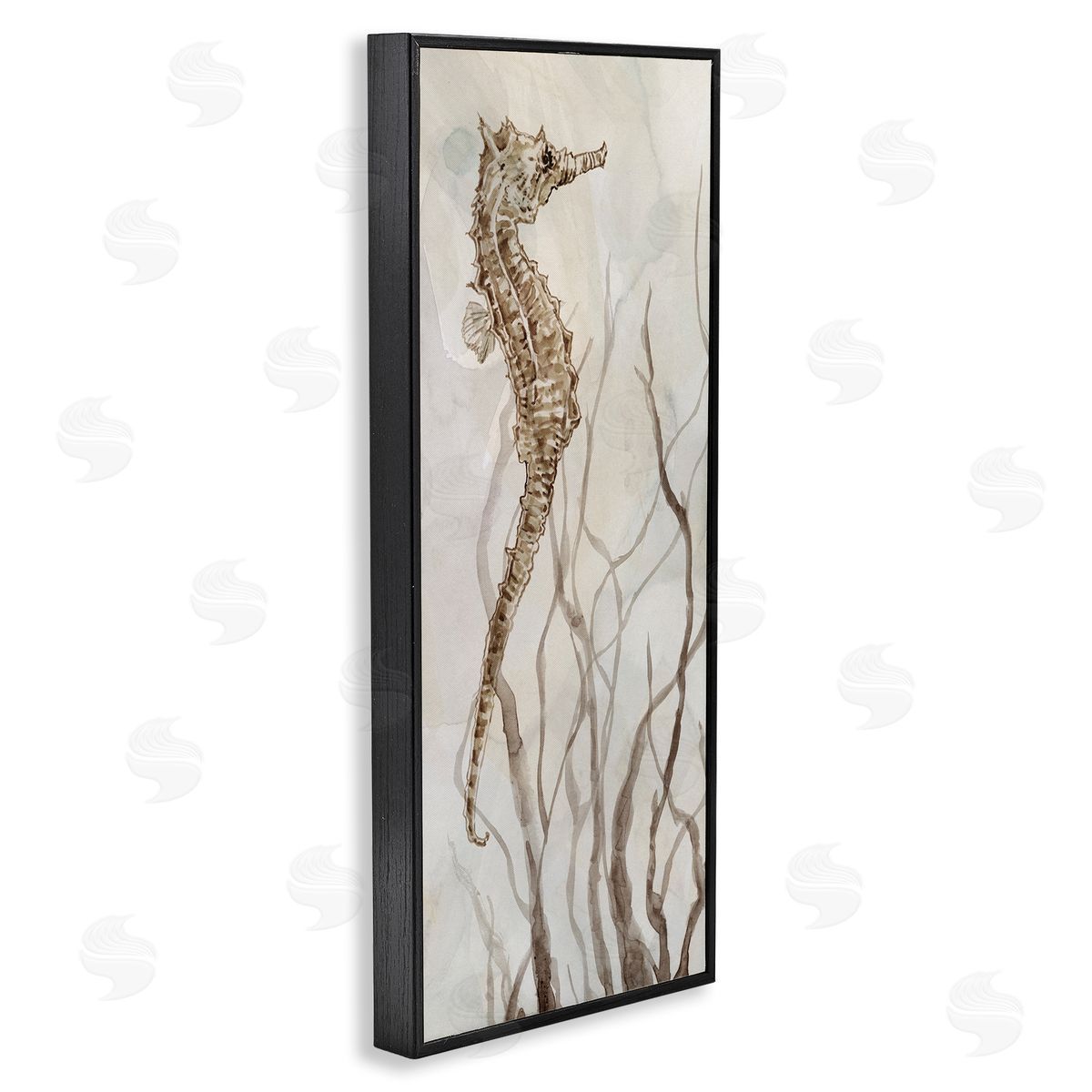 Vigilant Seahorse Ocean Wildlife Black Frame Print Wall Art, Home Decor by Carol Robinson