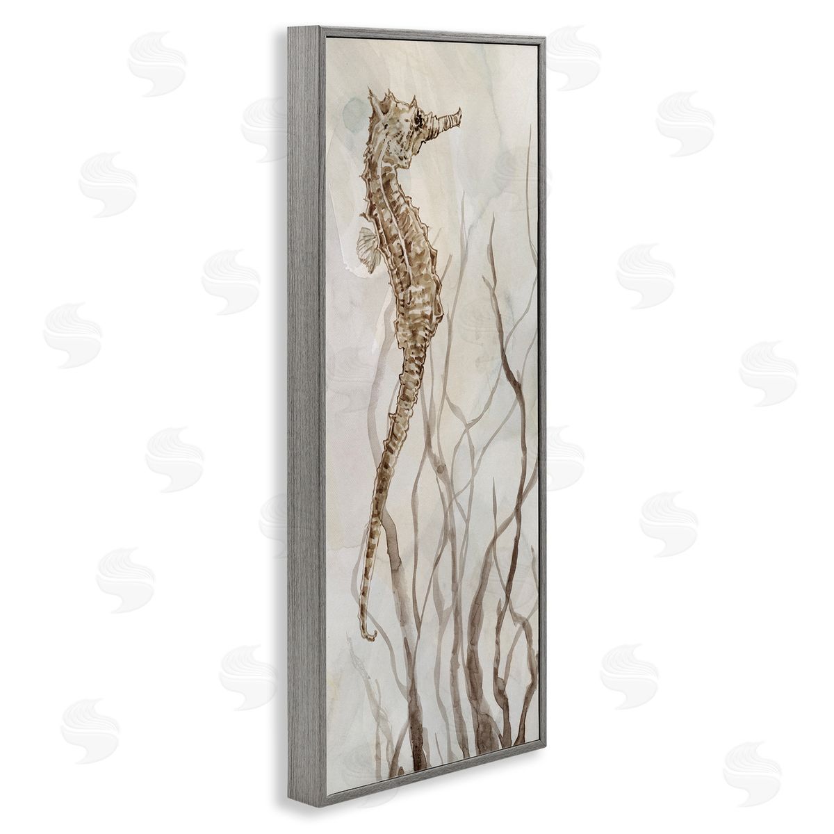 Vigilant Seahorse Ocean Wildlife Grey Frame Print Wall Art, Home Decor by Carol Robinson