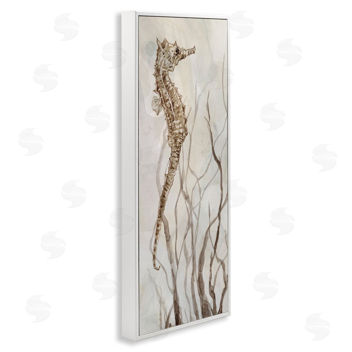 Vigilant Seahorse Ocean Wildlife White Frame Print Wall Art, Home Decor by Carol Robinson