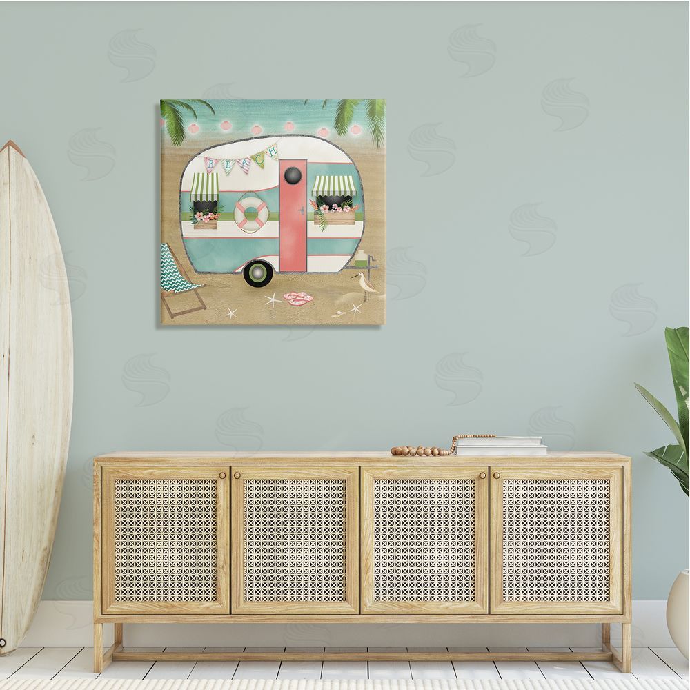 Beth Albert Festive Country Trailer Beach Chair Starfish Sandals Canvas Wall Art in Room