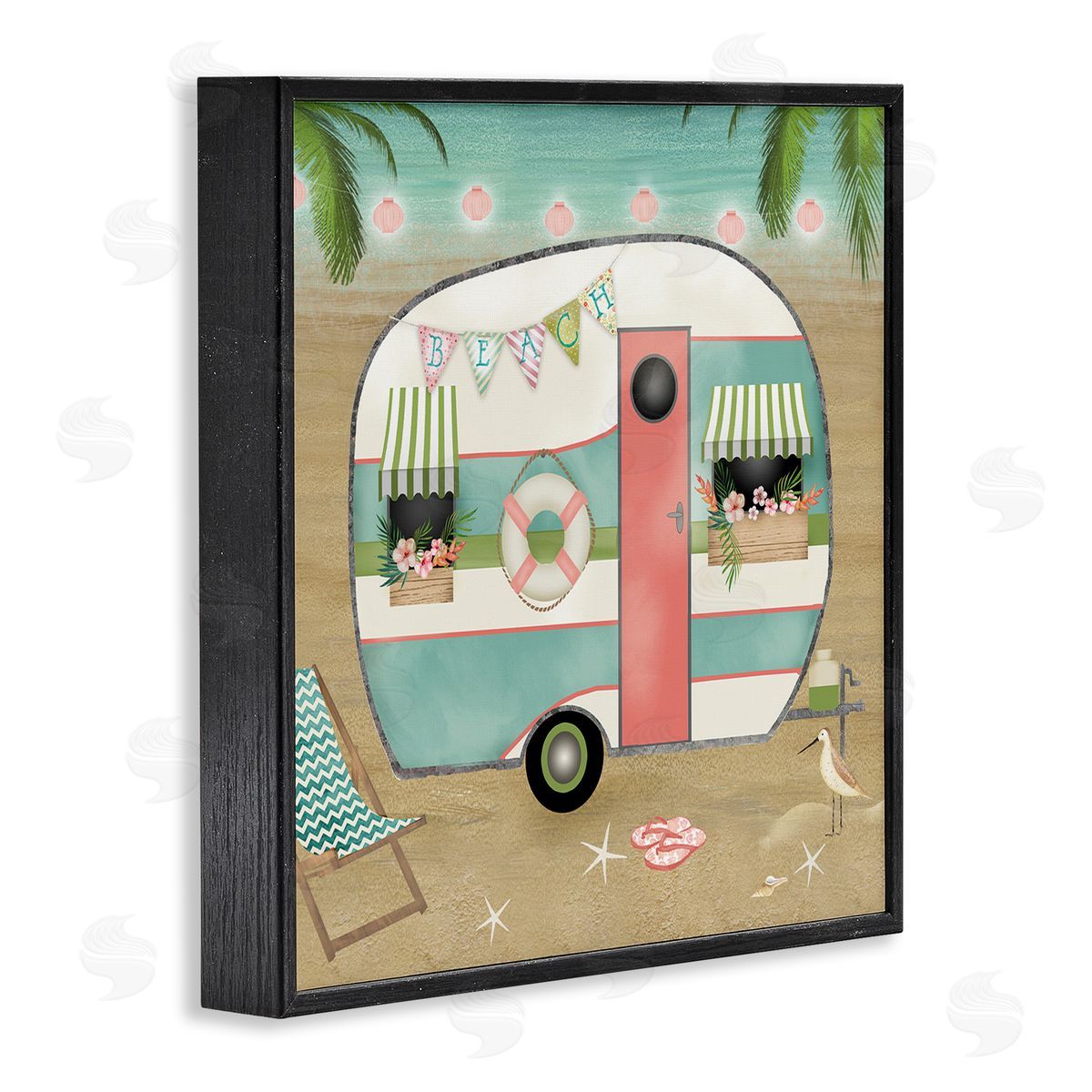 Beth Albert Festive Country Trailer Beach Chair Starfish Sandals Black Framed Glicee Wall Art Print