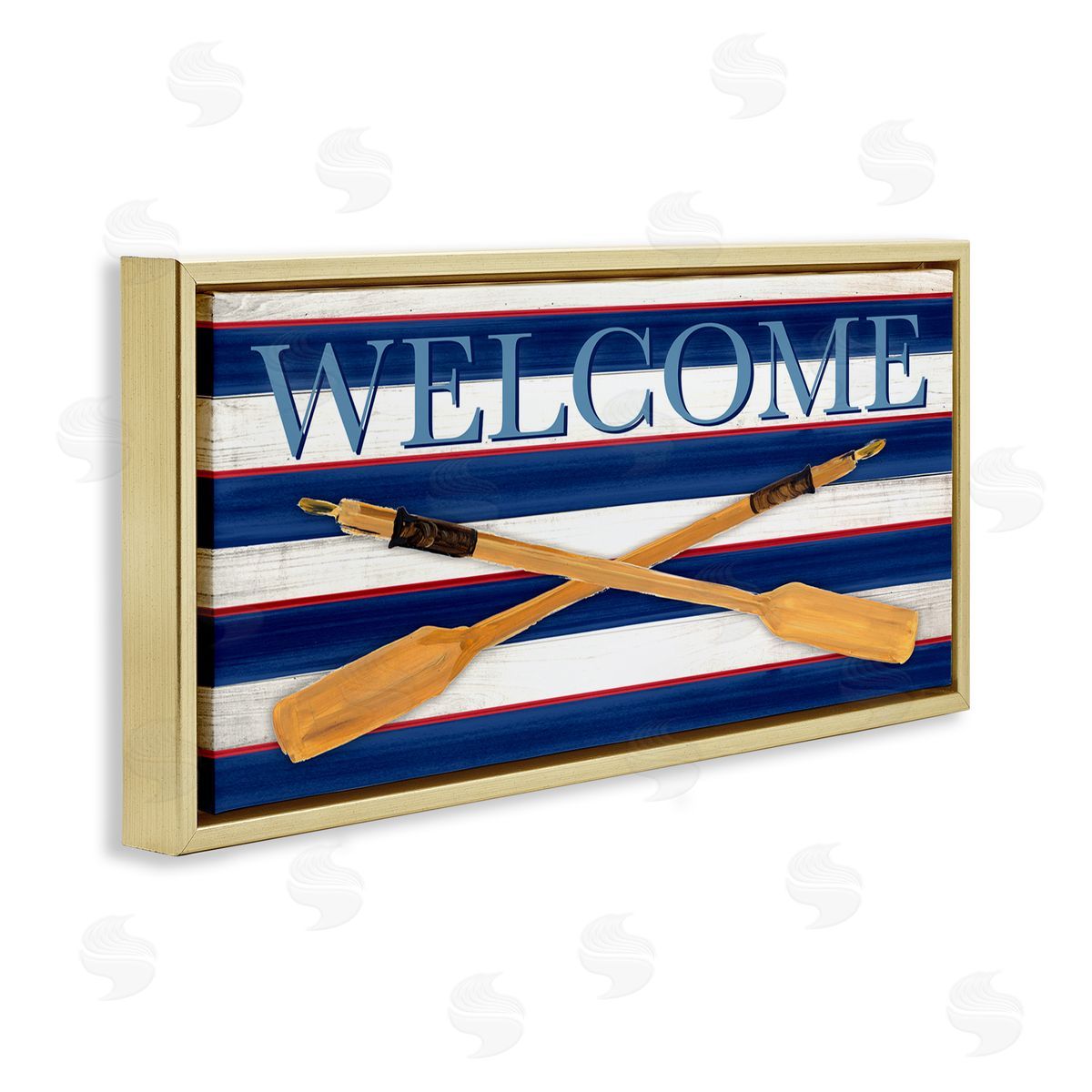 Julie DeRice Welcome Oars Symbol Water Waves Patterned Sign