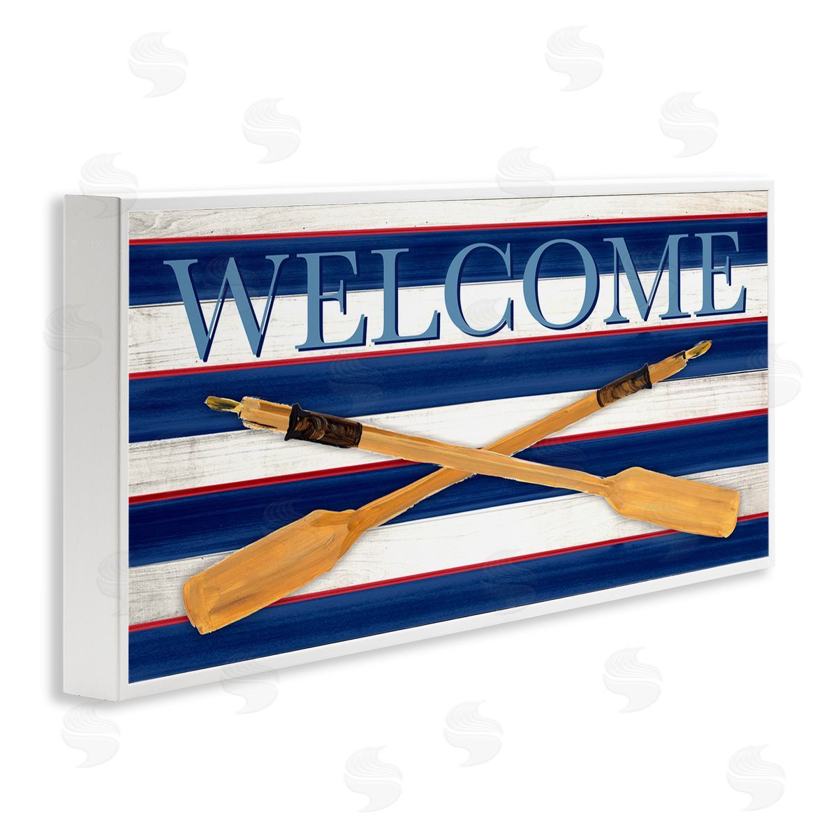 Julie DeRice Welcome Oars Symbol Water Waves Patterned Sign