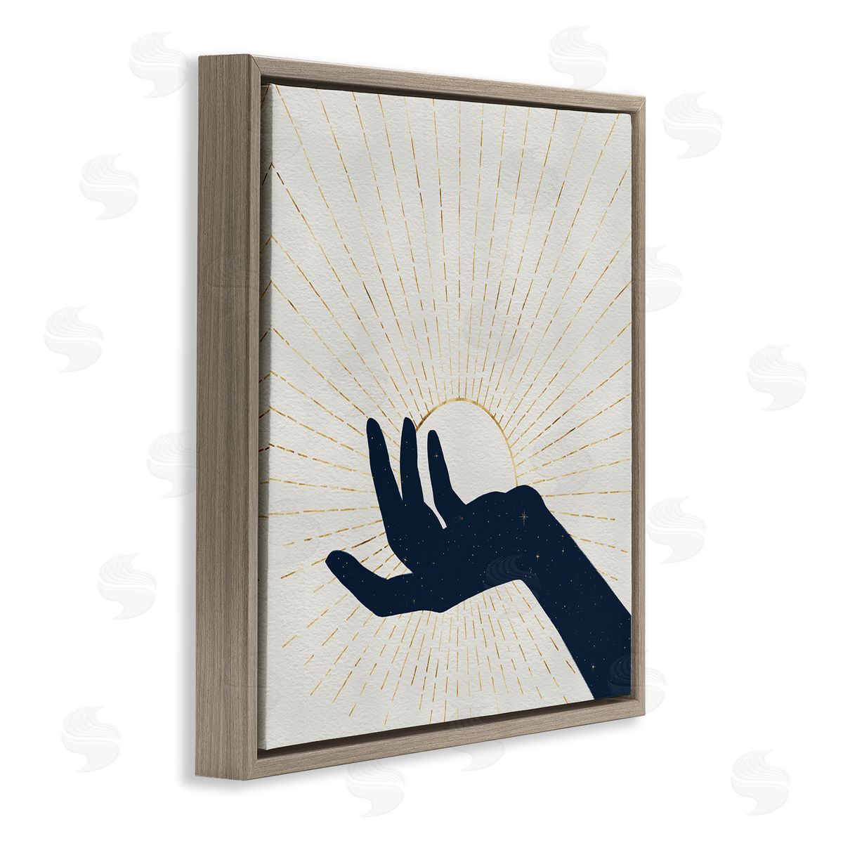 Grace Popp Universe Hand Holding Sun Bohemian Chic Design Brown Floating Frame Canvas Wall Art Print