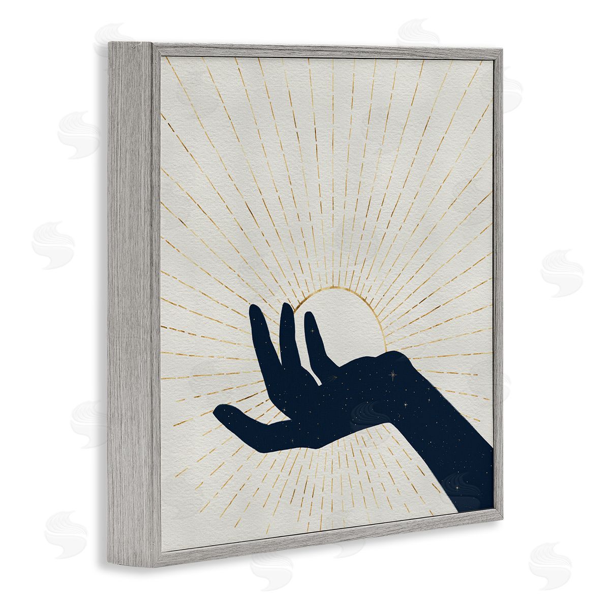 Grace Popp Universe Hand Holding Sun Bohemian Chic Design Gray Framed Glicee Wall Art Print