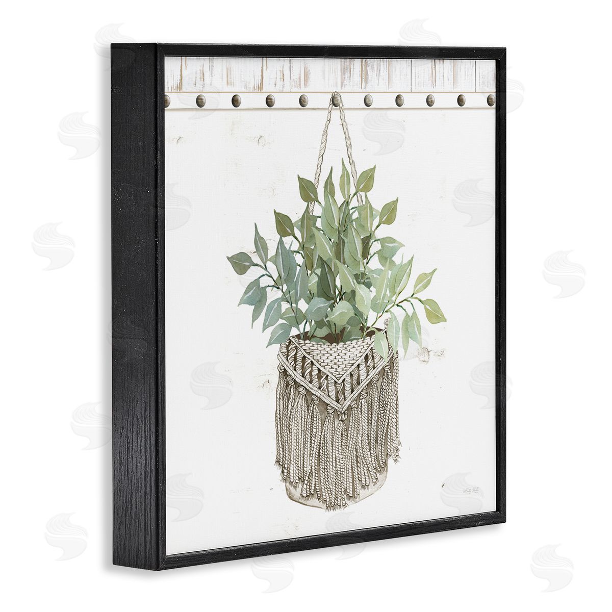 Cindy Jacobs Macrame Woven Tapestry Hanging Pot Planter Black Framed Glicee Wall Art Print
