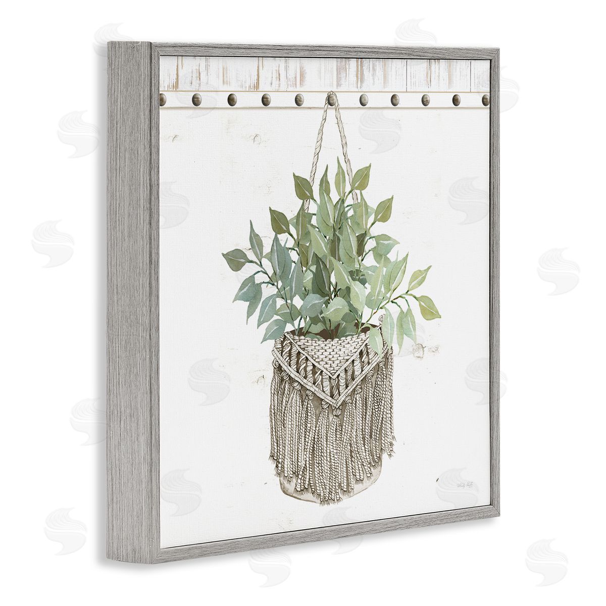 Cindy Jacobs Macrame Woven Tapestry Hanging Pot Planter Gray Framed Glicee Wall Art Print