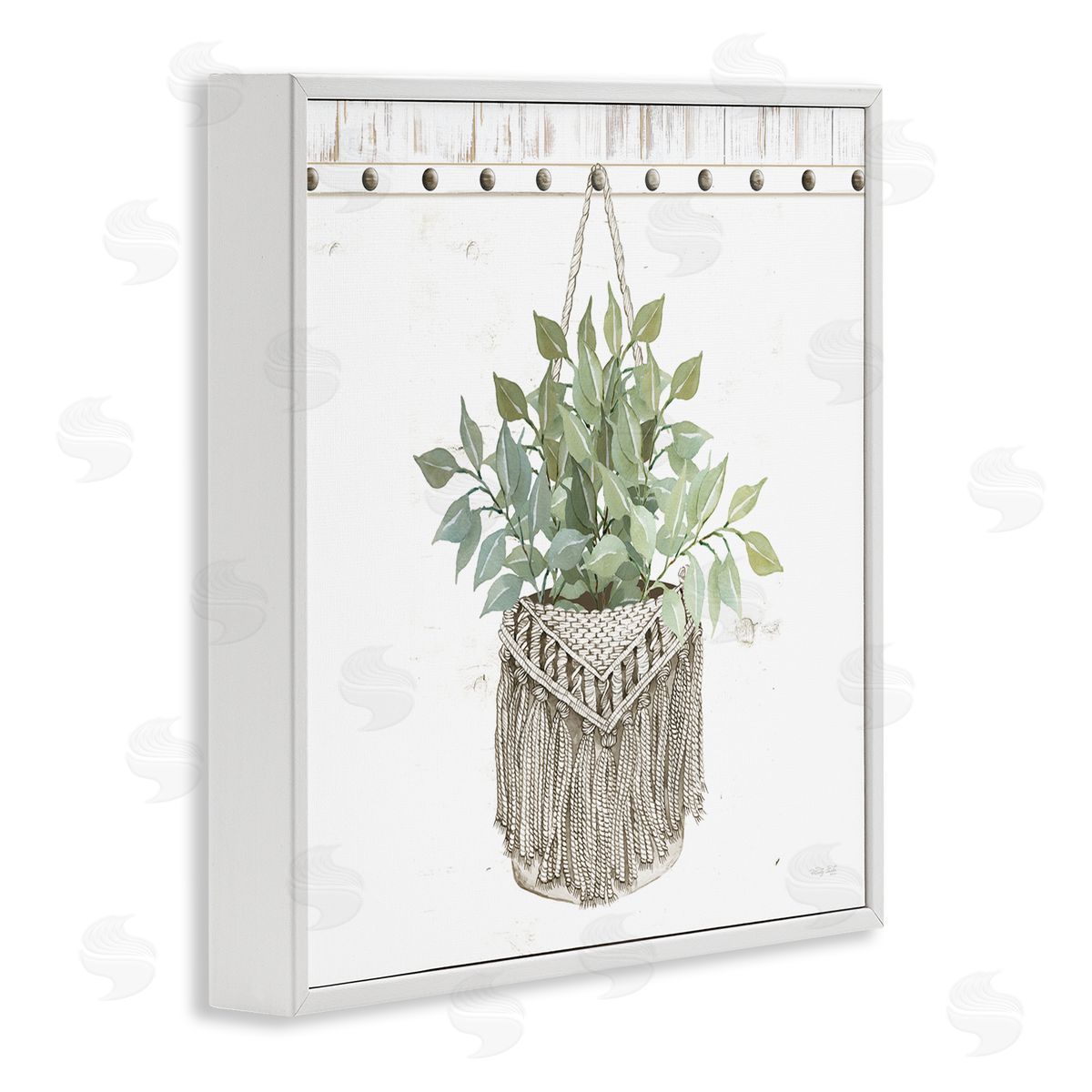 Cindy Jacobs Macrame Woven Tapestry Hanging Pot Planter White Framed Glicee Wall Art Print