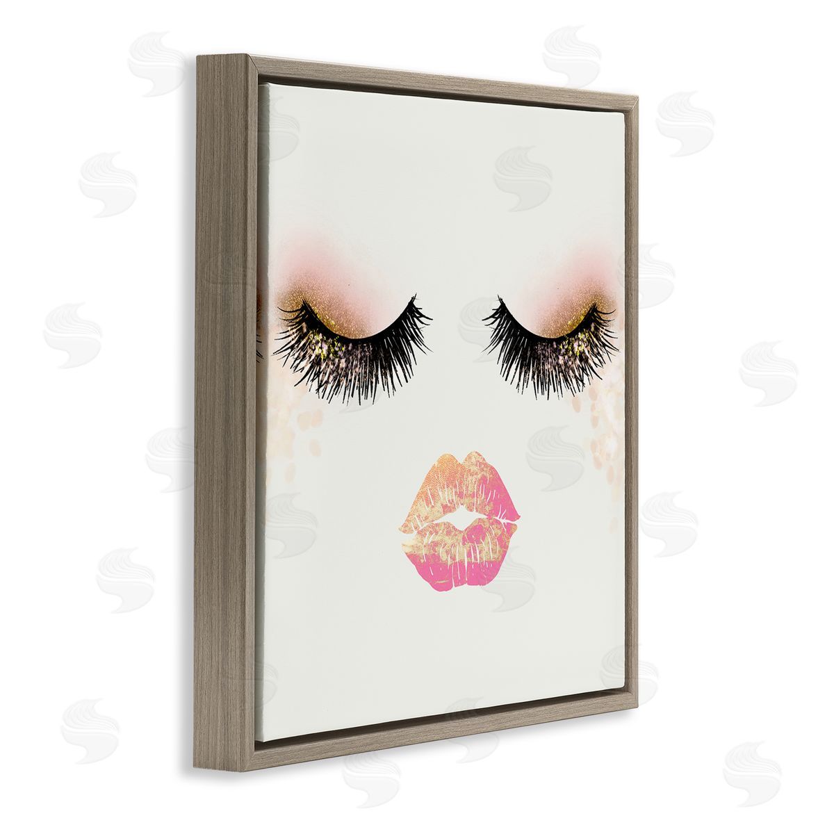 Ziwei Li Babe Face Sparkling Glamorous Fashion Mascara Makeup  Brown Floating Frame Canvas Wall Art Print