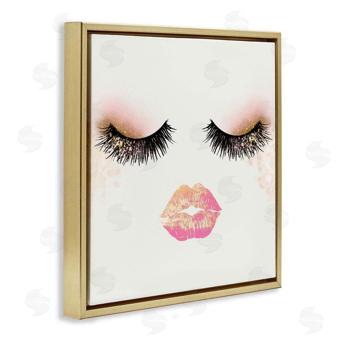 Ziwei Li Babe Face Sparkling Glamorous Fashion Mascara Makeup  Gold Floating Frame Canvas Wall Art Print