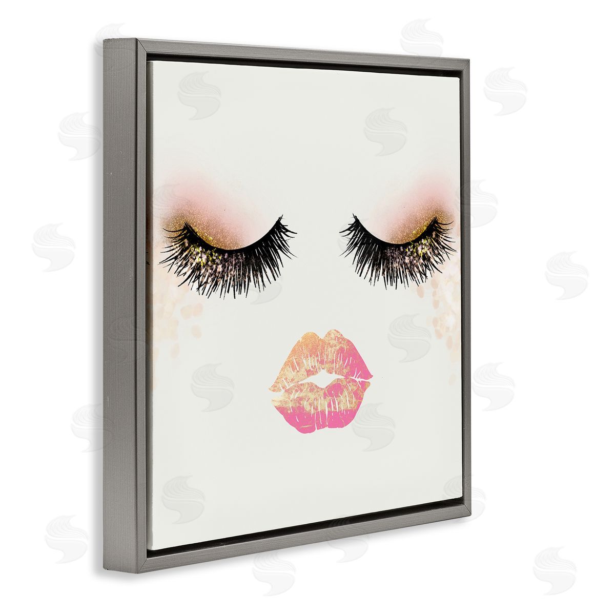 Ziwei Li Babe Face Sparkling Glamorous Fashion Mascara Makeup  Gray Floating Frame Canvas Wall Art Print