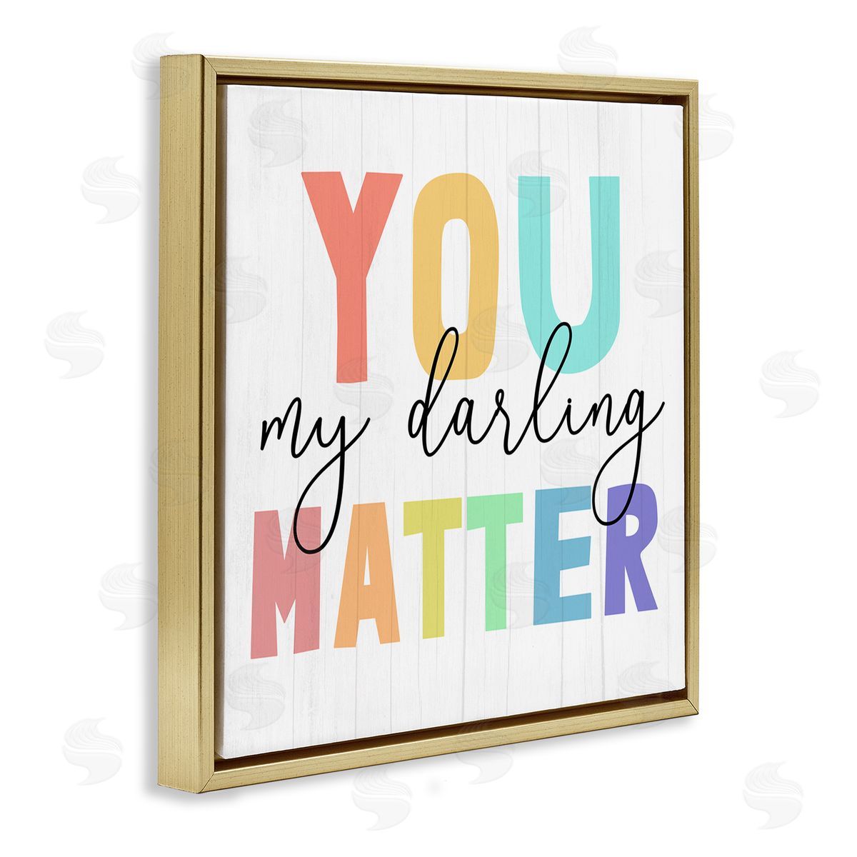 You Darling Matter Rainbow Letters Gold Floating Frame Canvas Wall Art, Home Decor by Stupell Studio