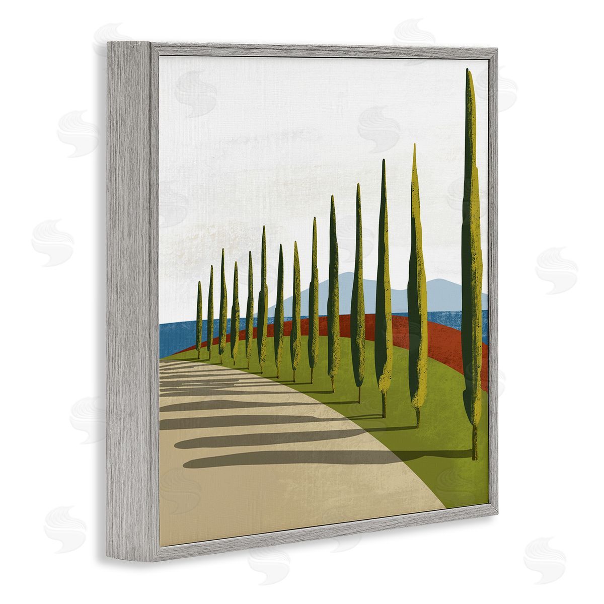 Arctic Frame Cypress Trees Tuscan Italian Fancy Garden Courtyard Road Gray Framed Glicee Wall Art Print
