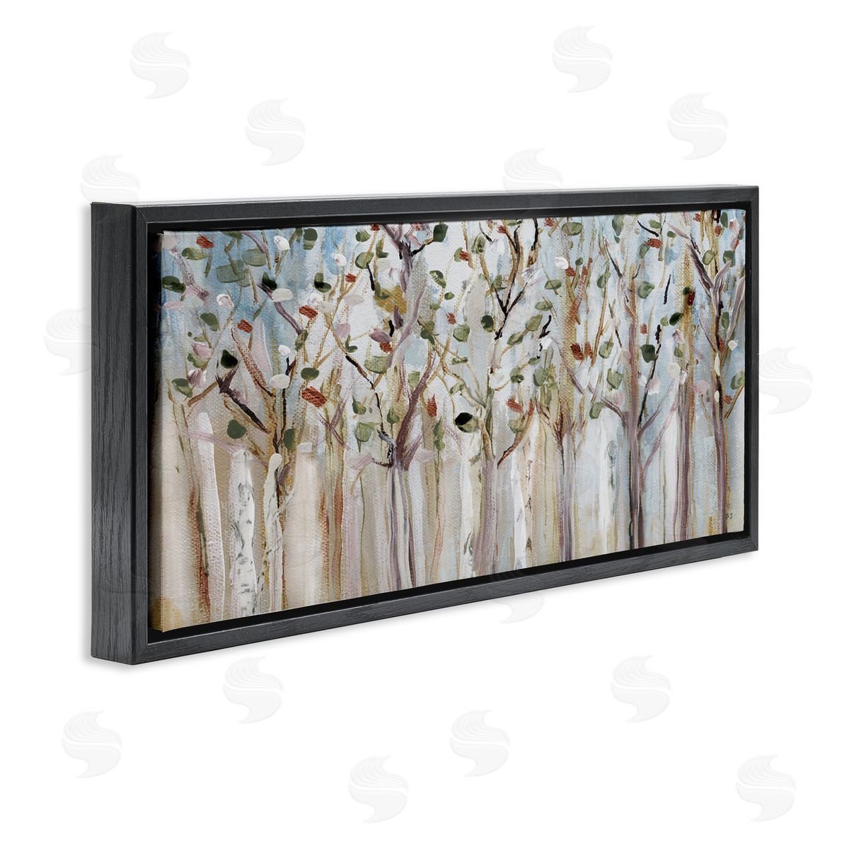 Bare Branch Trees Birch Forest Black Floating Frame Canvas Wall Art, Home Decor by Susan Jill