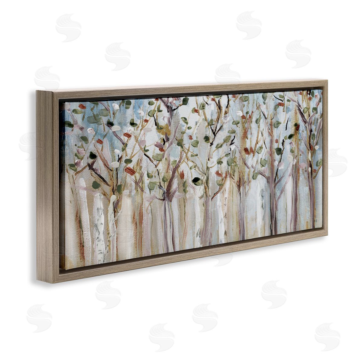 Bare Branch Trees Birch Forest Brown Floating Frame Canvas Wall Art, Home Decor by Susan Jill
