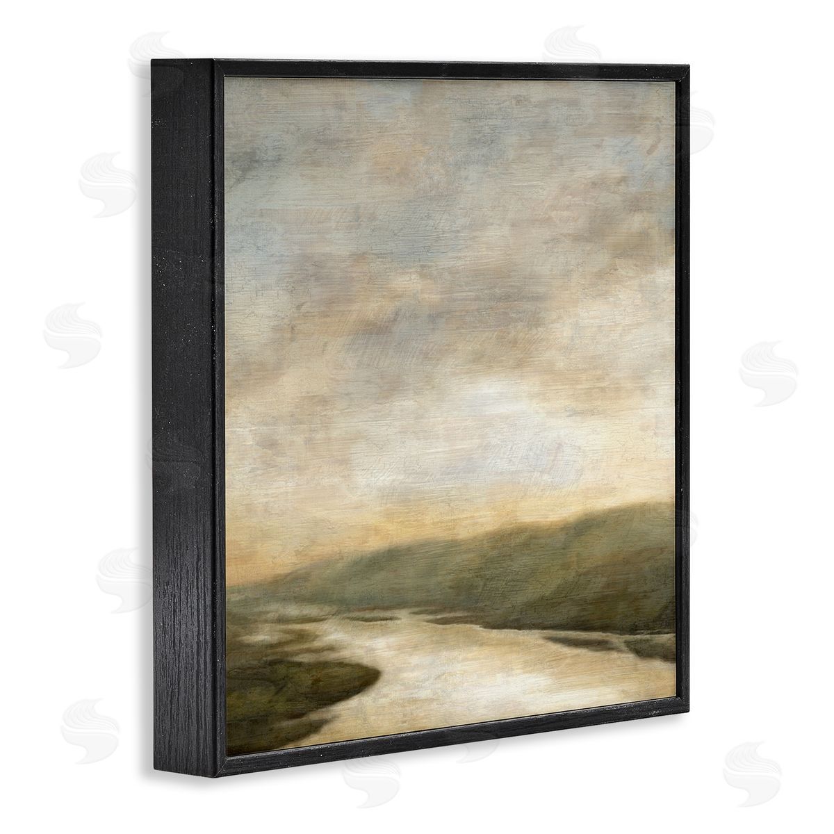 Suzanne Nicoll Serene Rural Shallow River Rainy Atmosphere Impressionist Painting Black Framed Glicee Wall Art Print