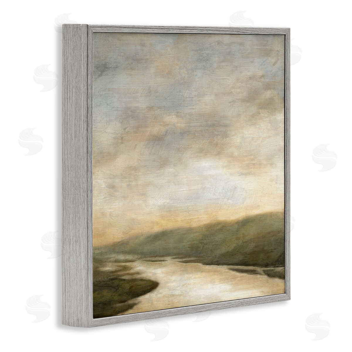 Suzanne Nicoll Serene Rural Shallow River Rainy Atmosphere Impressionist Painting Gray Framed Glicee Wall Art Print