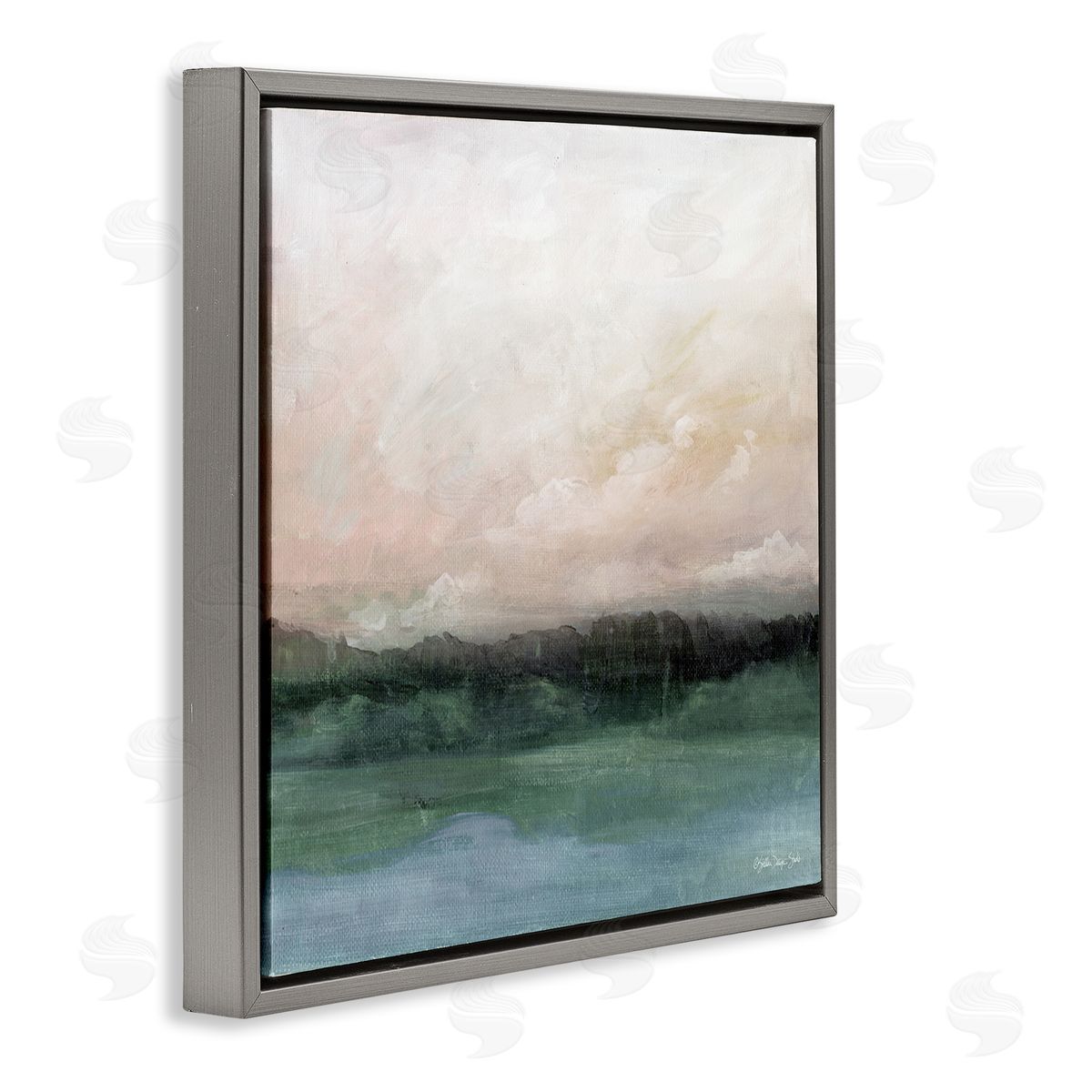 Stellar Design Studio Rocky Sea Scenic View Impressionist Sublime Cloudy Skies Gray Floating Frame Canvas Wall Art Print