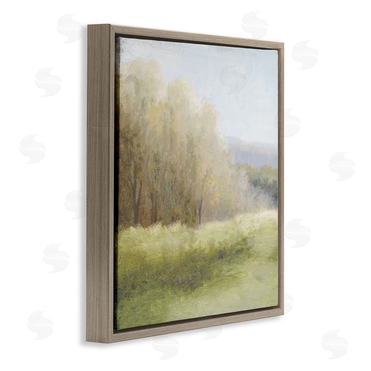 Michael Marcon Misty Trees Peaceful Countryside Soft Brush Impressionist Painting Brown Floating Frame Canvas Wall Art Print
