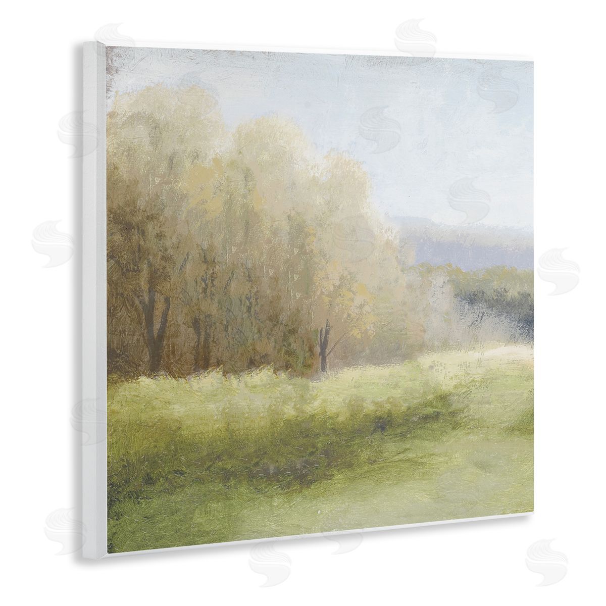 Michael Marcon Misty Trees Peaceful Countryside Soft Brush Impressionist Painting Wooden Wall Plaque Art Print