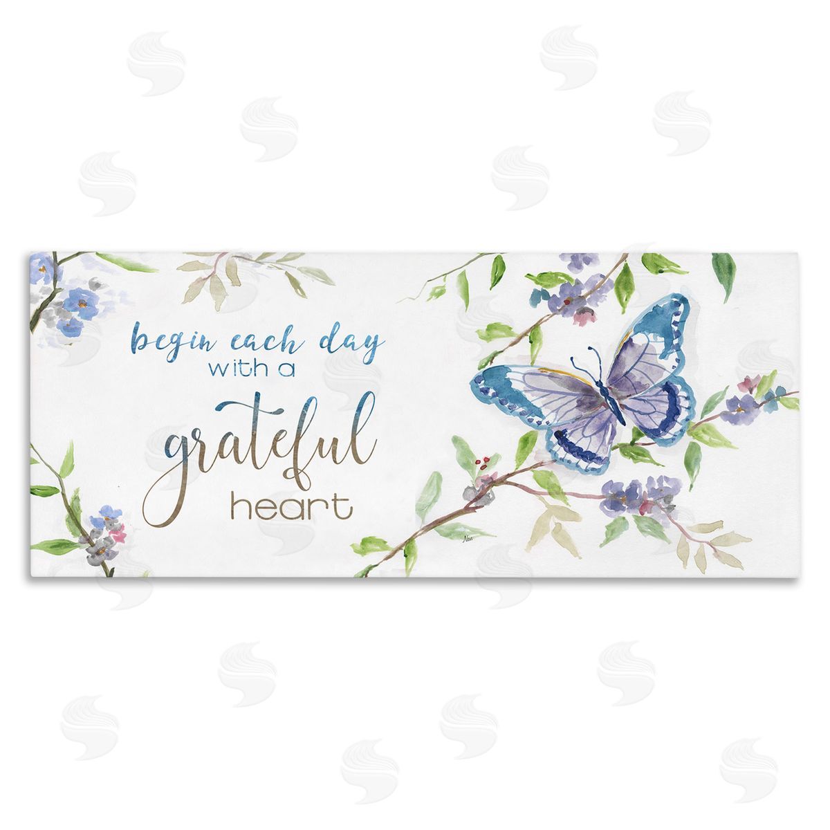 Begin Day with Grateful Heart Canvas Wall Art, Home Decor by Nan
