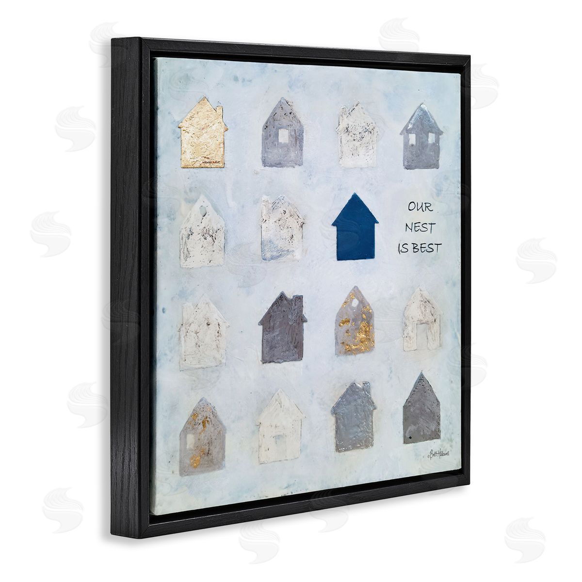 Britt Hallowell Our Nest is Best Farm House Icon Chart Black Floating Frame Canvas Wall Art Print