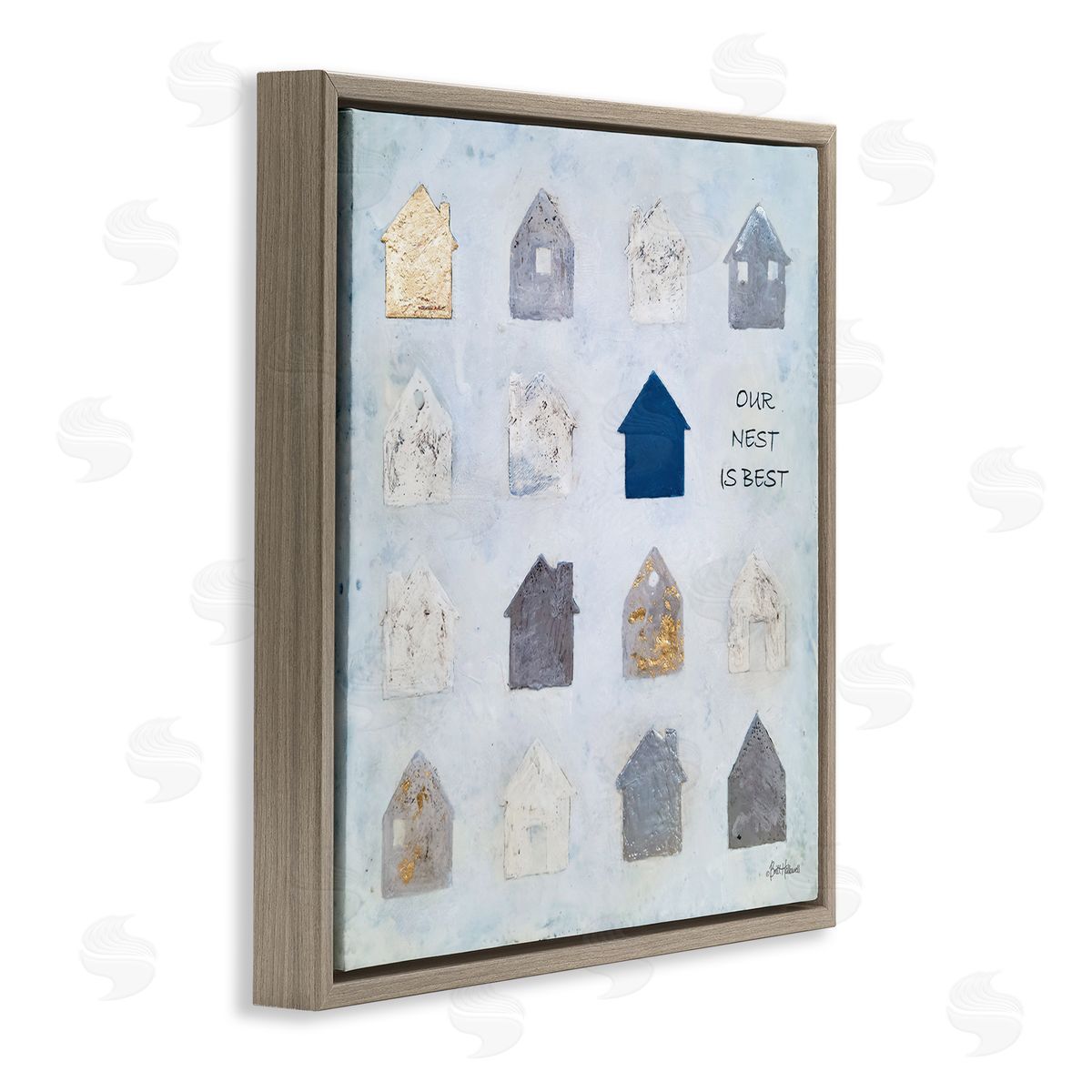 Britt Hallowell Our Nest is Best Farm House Icon Chart Brown Floating Frame Canvas Wall Art Print
