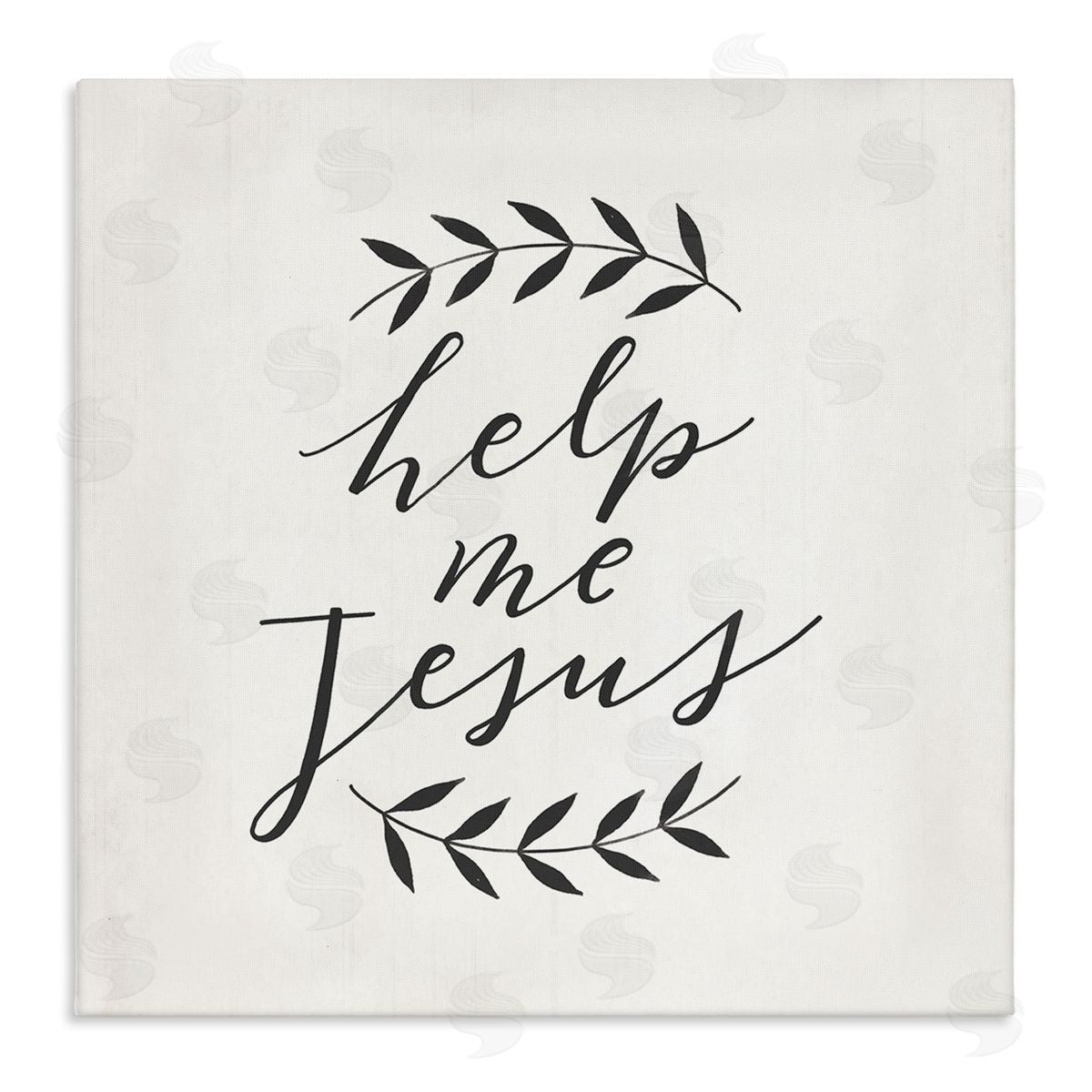 Loni Harris Help Me Jesus Simple Foliage Minimal Farmhouse Stretched Canvas Wall Art Print