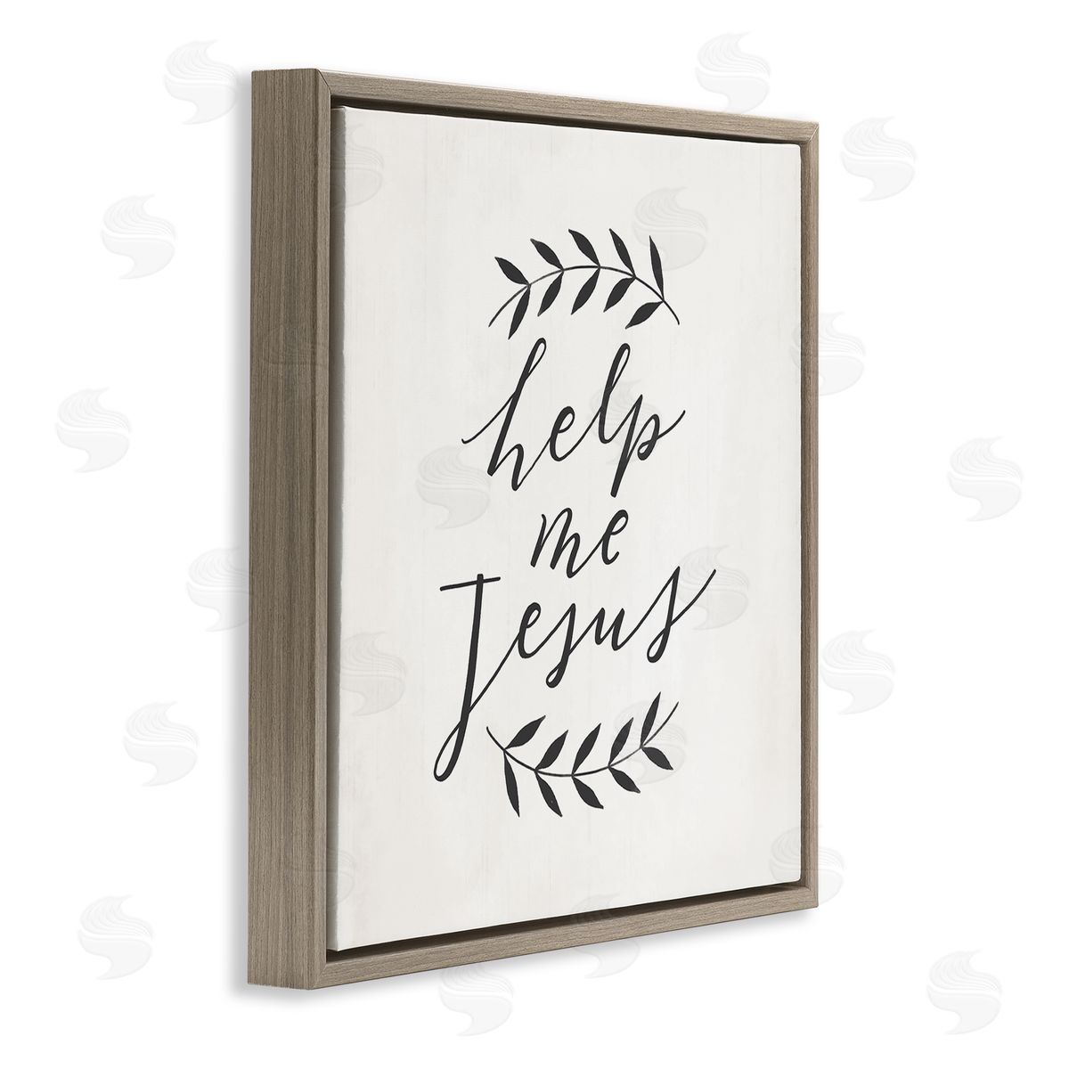 Loni Harris Help Me Jesus Simple Foliage Minimal Farmhouse Brown Floating Frame Canvas Wall Art Print