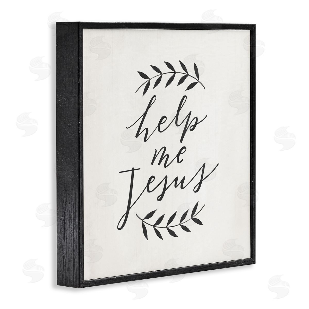 Loni Harris Help Me Jesus Simple Foliage Minimal Farmhouse Black Framed Glicee Wall Art Print