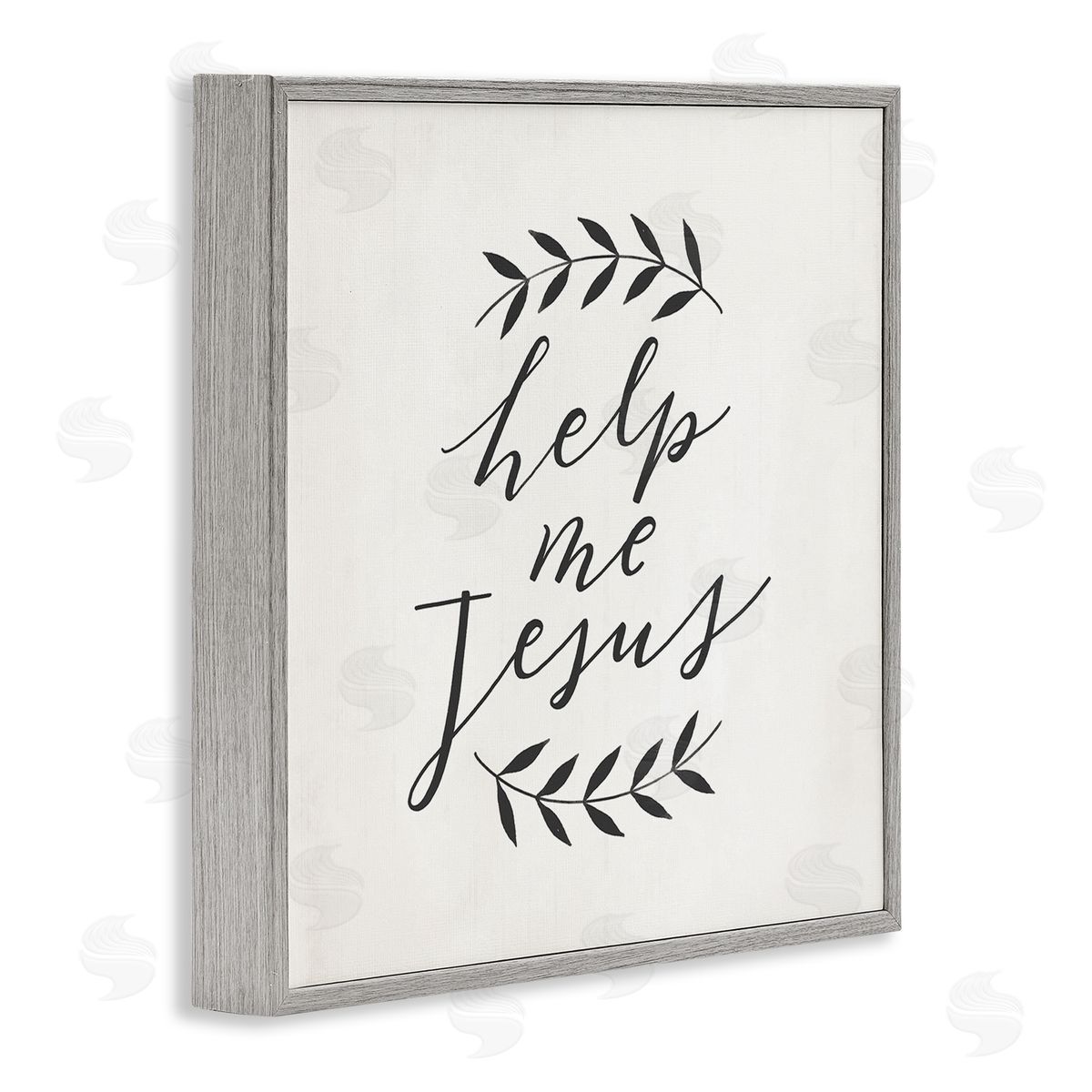 Loni Harris Help Me Jesus Simple Foliage Minimal Farmhouse Gray Framed Glicee Wall Art Print