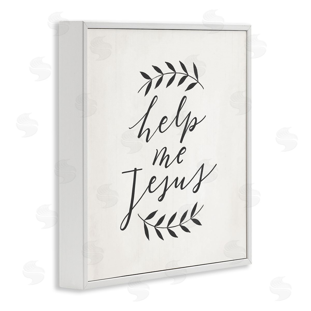 Loni Harris Help Me Jesus Simple Foliage Minimal Farmhouse White Framed Glicee Wall Art Print