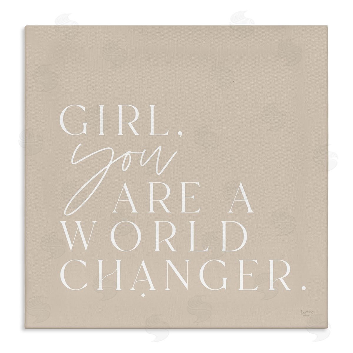 Lux + Me Designs Girl You Are A World Changer Neutral Simplistic Background  Stretched Canvas Wall Art Print