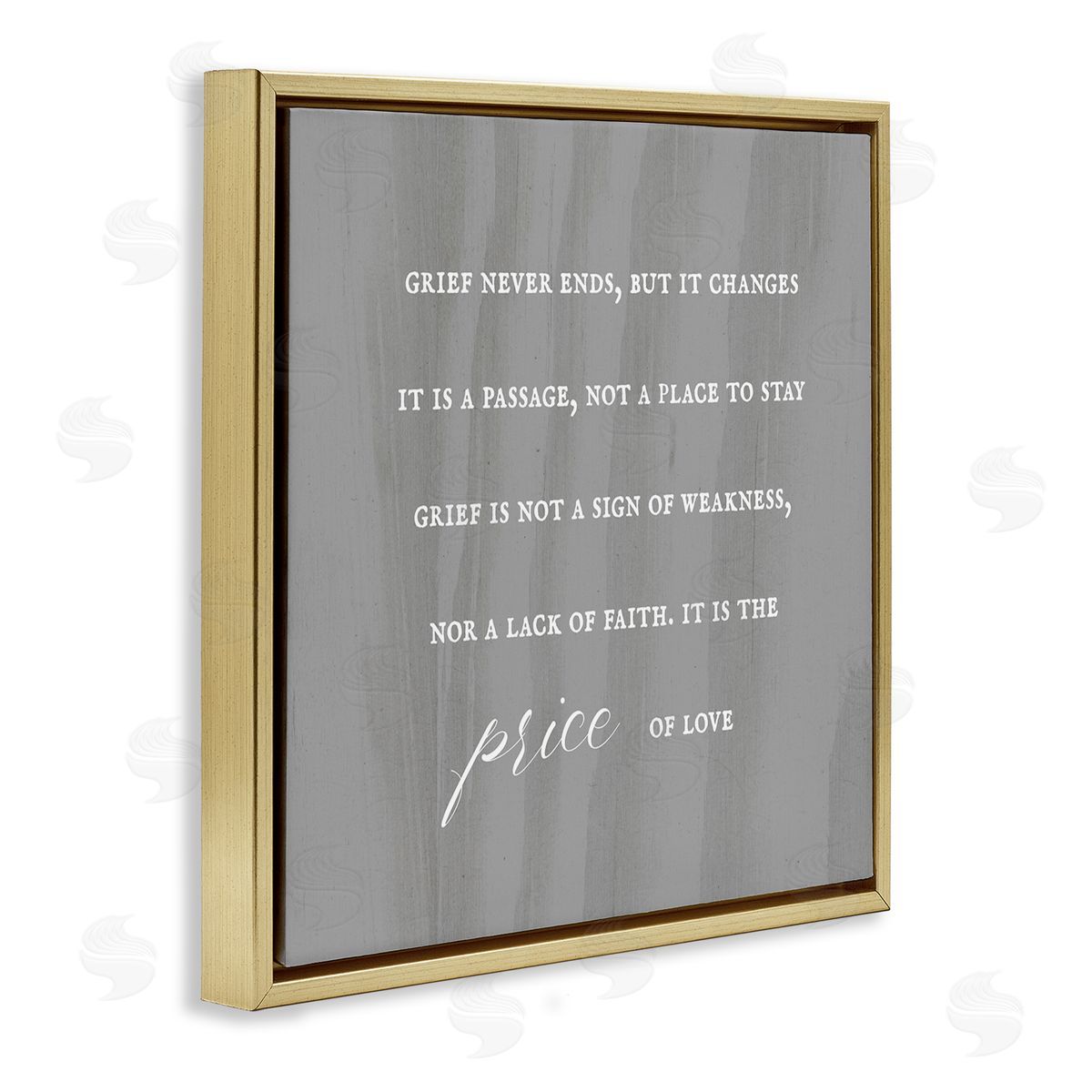 Stupell Studio Grief Is Strength Mourning Phrase Grey Patterned Background Gold Floating Frame Canvas Wall Art Print