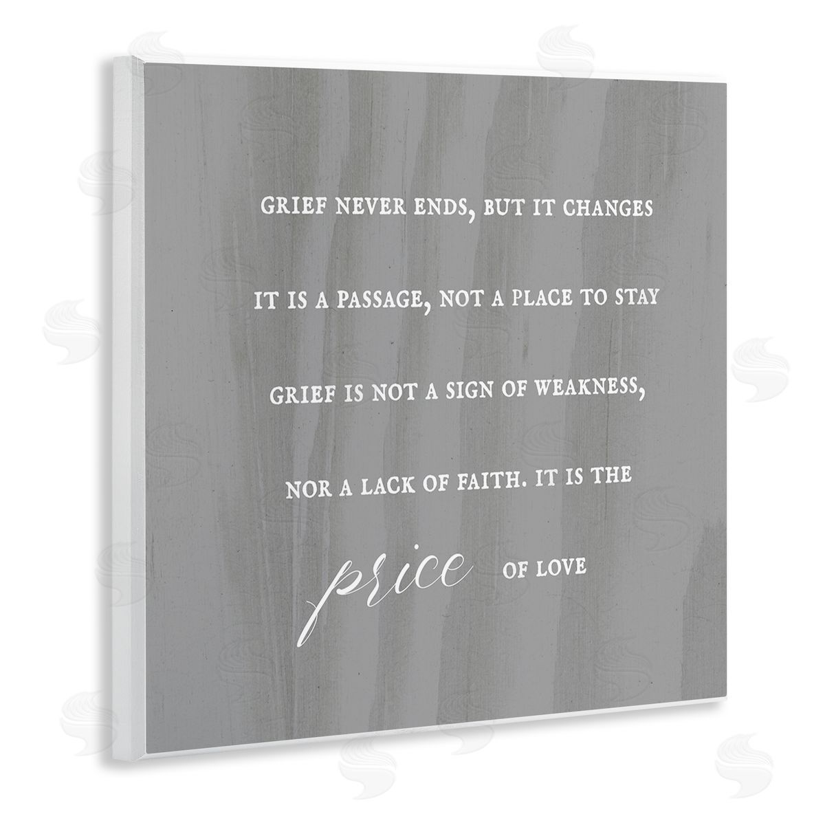 Stupell Studio Grief Is Strength Mourning Phrase Grey Patterned Background Wooden Wall Plaque Art Print