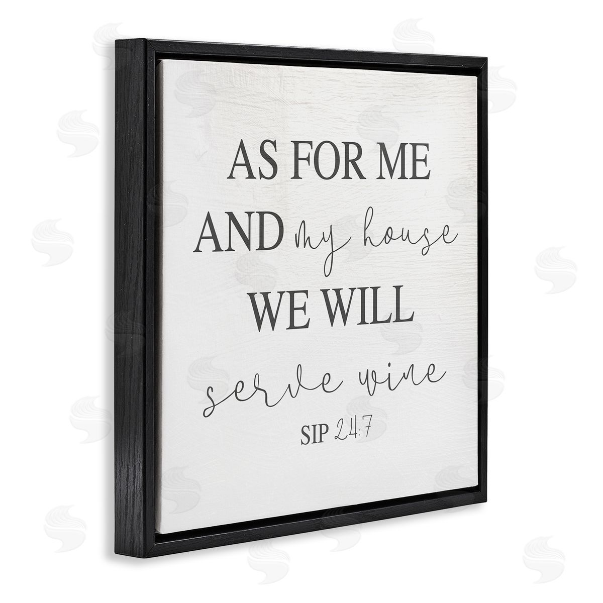 Stupell Studio My House Will Serve Wine Religious Kitchen Sign Black Floating Frame Canvas Wall Art Print