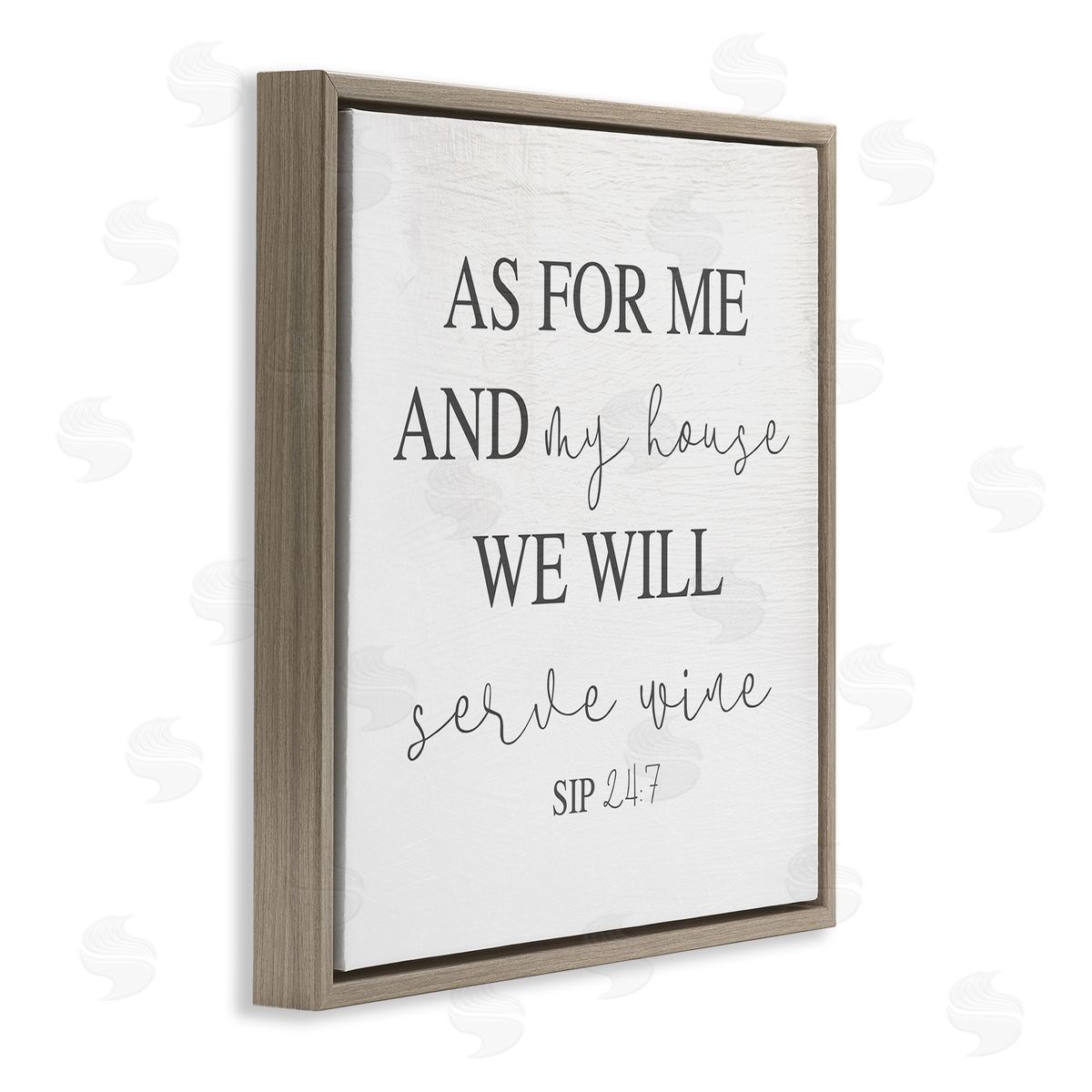 Stupell Studio My House Will Serve Wine Religious Kitchen Sign Brown Floating Frame Canvas Wall Art Print