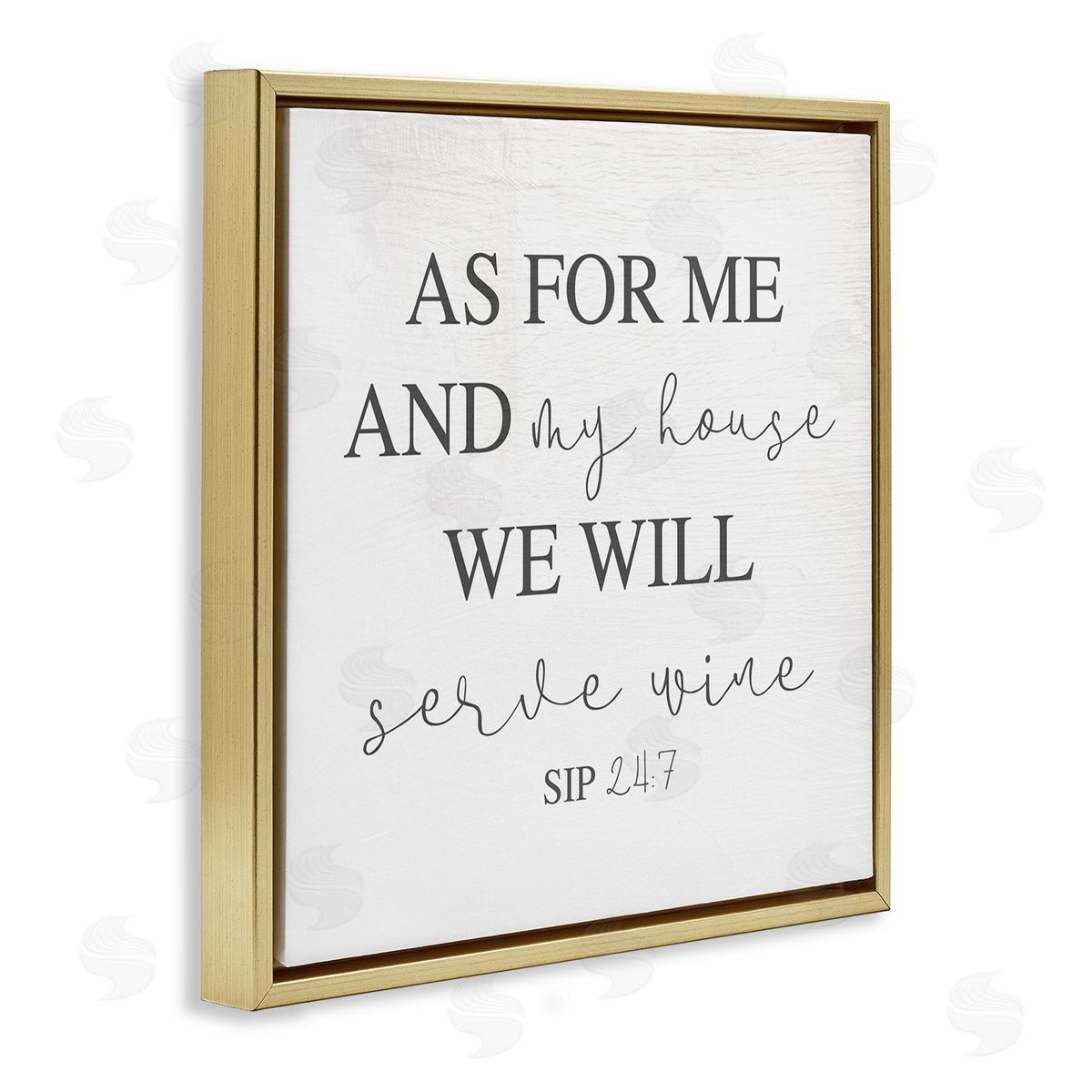 Stupell Studio My House Will Serve Wine Religious Kitchen Sign Gold Floating Frame Canvas Wall Art Print