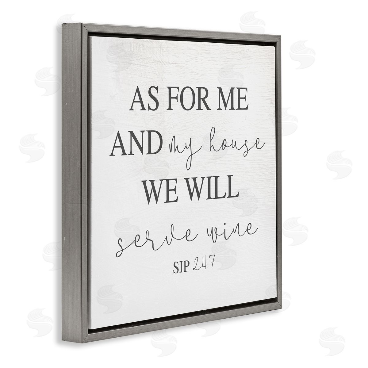Stupell Studio My House Will Serve Wine Religious Kitchen Sign Gray Floating Frame Canvas Wall Art Print