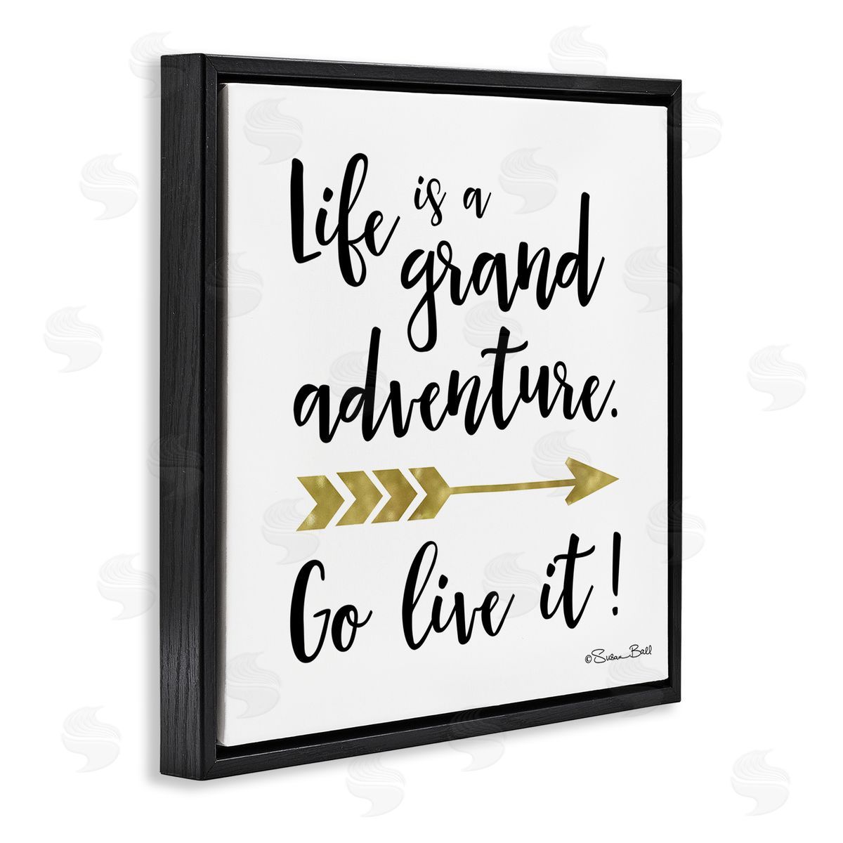 Susan Ball Life is a Grand Adventure Boho Inspirational Sign Black Floating Frame Canvas Wall Art Print