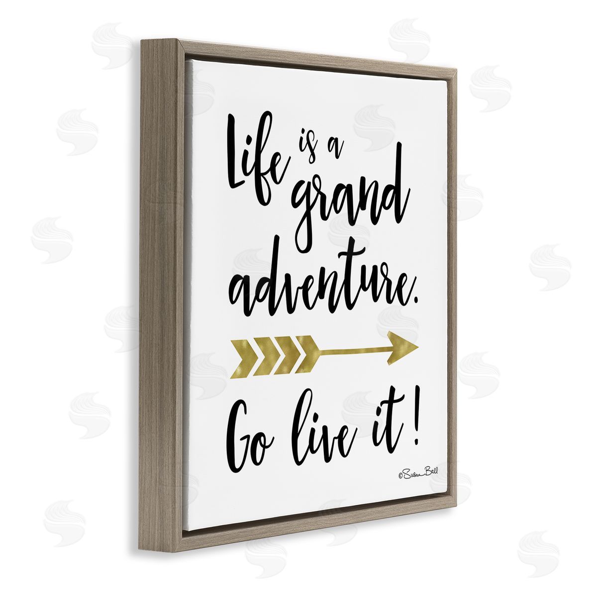 Susan Ball Life is a Grand Adventure Boho Inspirational Sign Brown Floating Frame Canvas Wall Art Print
