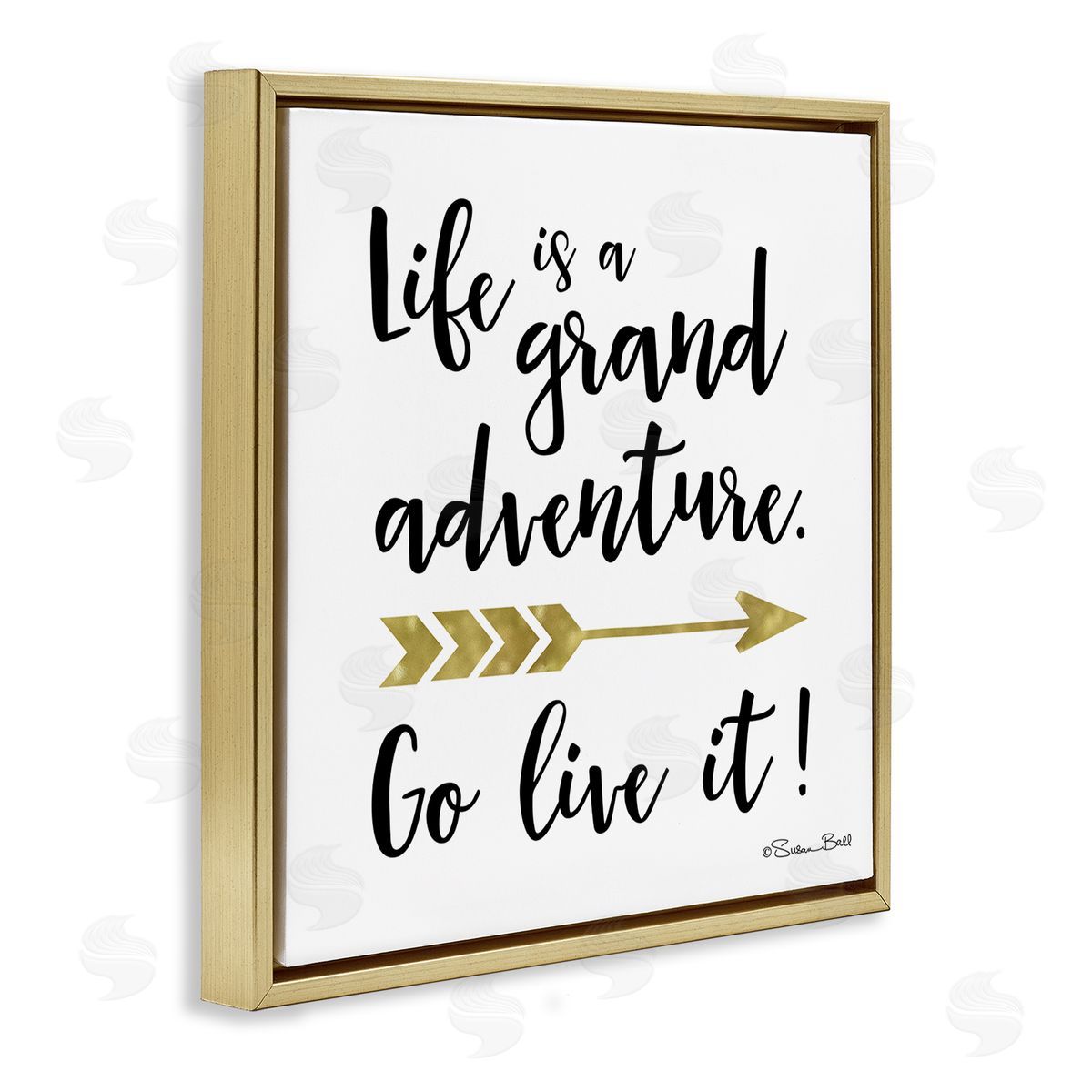 Susan Ball Life is a Grand Adventure Boho Inspirational Sign Gold Floating Frame Canvas Wall Art Print