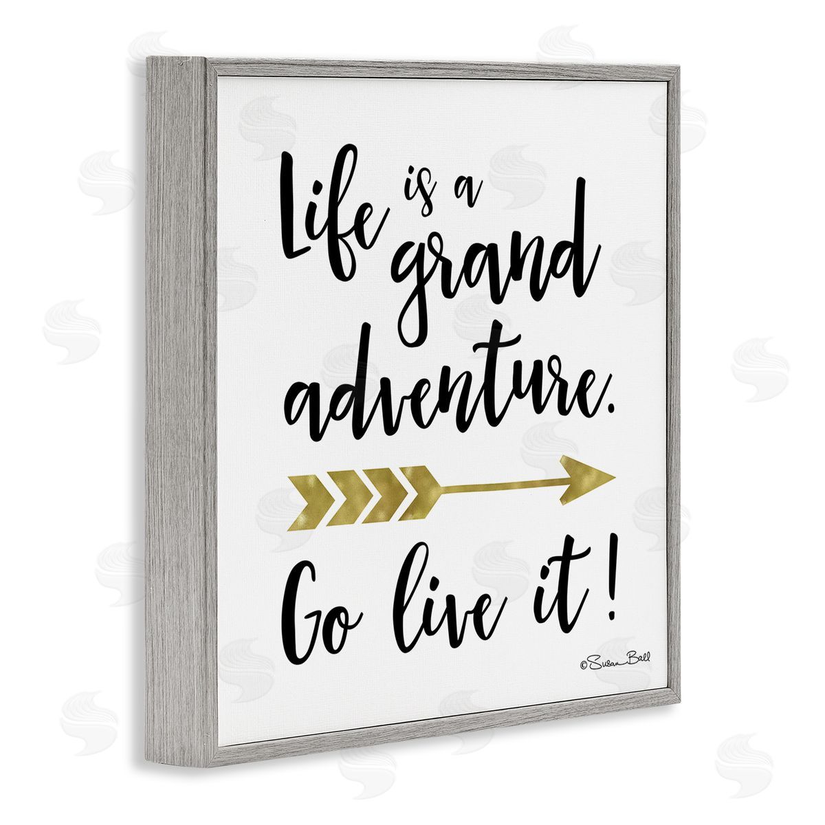 Susan Ball Life is a Grand Adventure Boho Inspirational Sign Gray Framed Glicee Wall Art Print