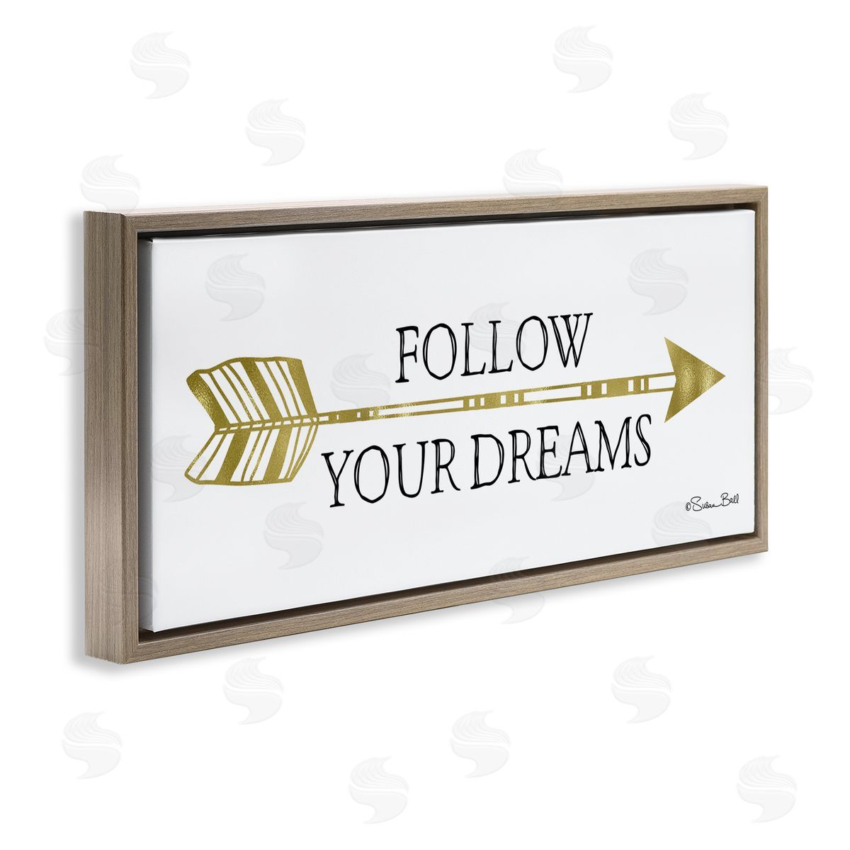 Follow Your Dreams with Arrow Brown Floating Frame Canvas Wall Art, Home Decor by Susan Ball