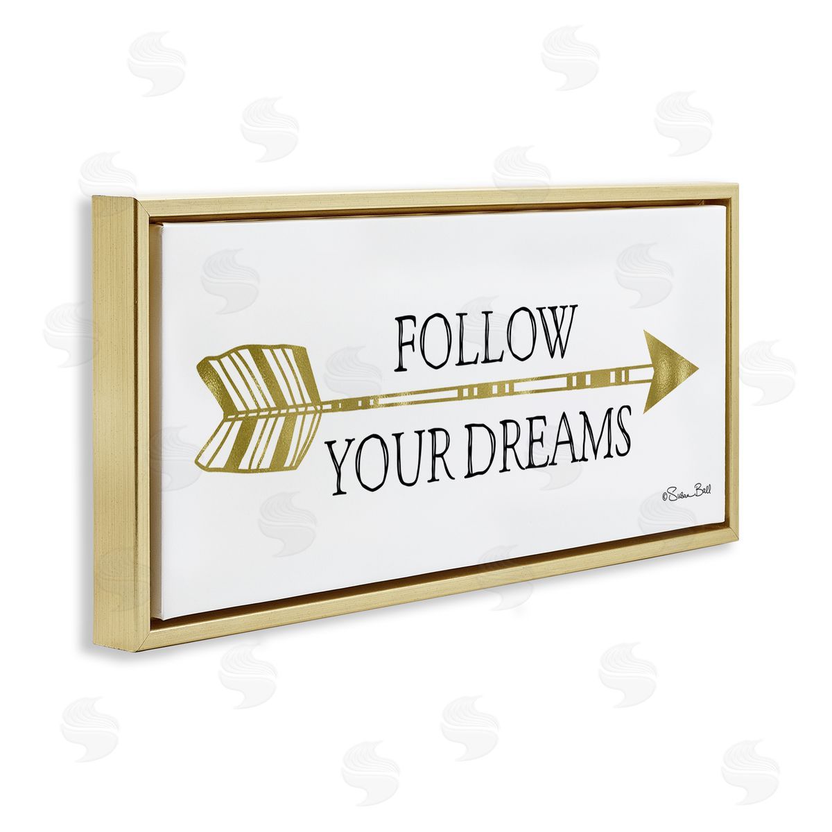 Follow Your Dreams with Arrow Gold Floating Frame Canvas Wall Art, Home Decor by Susan Ball