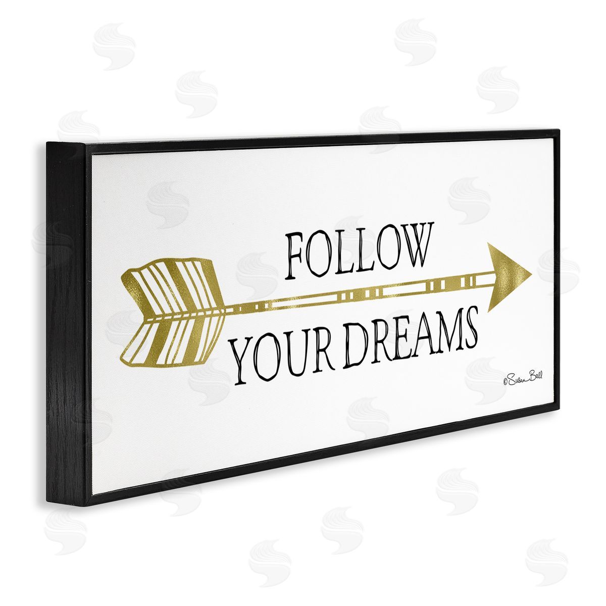 Follow Your Dreams with Arrow Black Frame Print Wall Art, Home Decor by Susan Ball