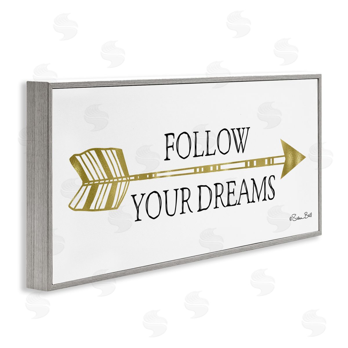 Follow Your Dreams with Arrow Grey Frame Print Wall Art, Home Decor by Susan Ball