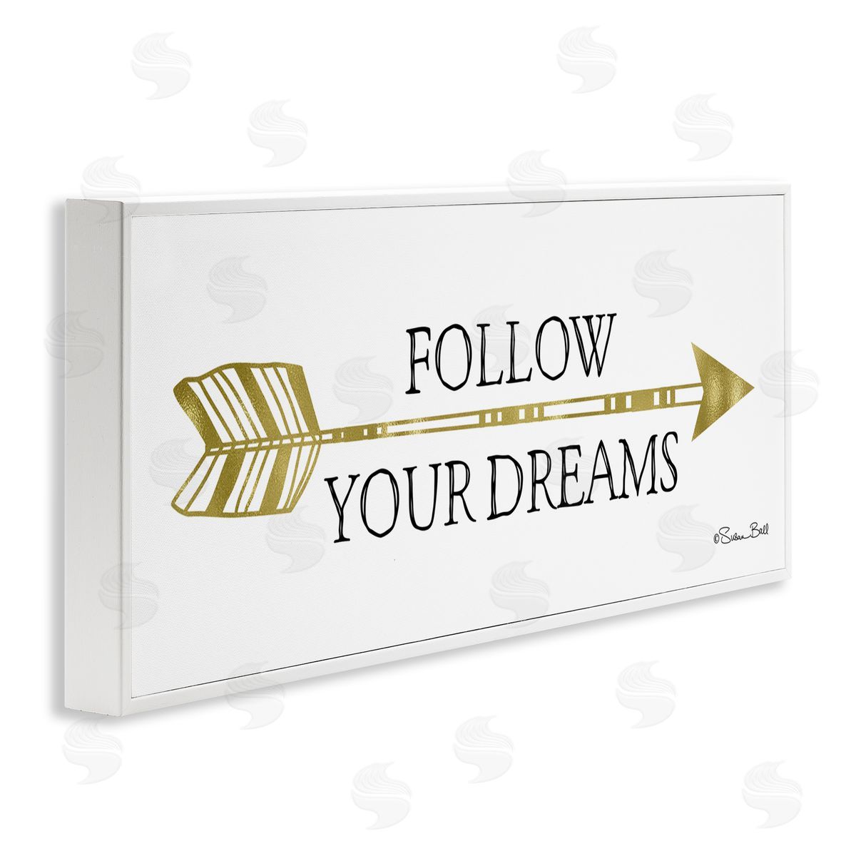 Follow Your Dreams with Arrow White Frame Print Wall Art, Home Decor by Susan Ball