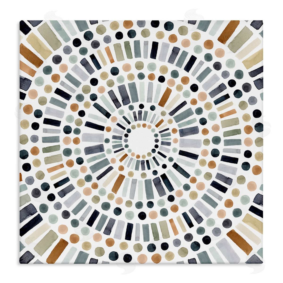 Victoria Barnes Bold Rustic Abstract Mosaic Circle Pattern Illustration  Stretched Canvas Wall Art Print