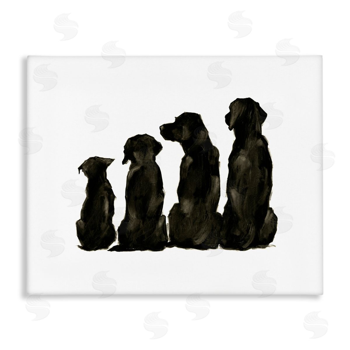 Family Pet Silhouette Design Canvas Wall Art, Home Decor by Ethan Harper